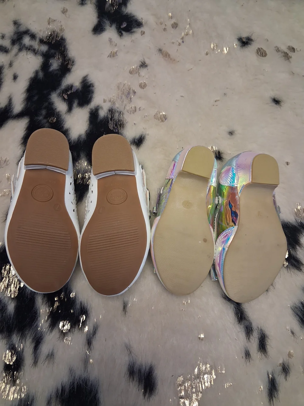 wonder nation White Mary Jane Flats & Iridescent Frozen Holographic Dress Shoes